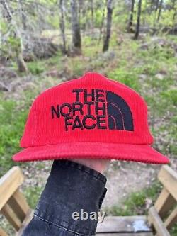 Vintage The North Face Red Corduroy Snapback Hat RARE