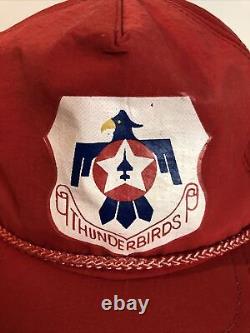 Vintage Thunderbirds Snapback Nylon Rope Trucker Cap 80s Style Logo Yupoong USAF