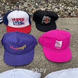 Vintage Trucker Hat Cap Lot Of 21 Patch Mesh SnapBack 3 Stripe USA K Products