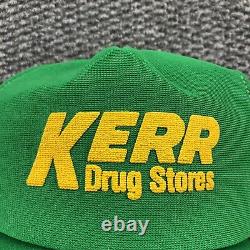 Vintage Trucker Hat Cap Made USA 3 Stripe Mesh Snapback Farmer Kerr Drug 80s