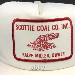 Vintage Trucker Hat Cap Snap Back 3 Side Stripes USA Mesh Patch Coal Mining 80s