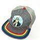 Vintage Trucker Hat Cap Snap Back Usa 3 Stripe Bill Uncle Sam Mesh Rainbow 80s