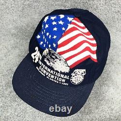 Vintage Trucker Hat Cap Snap Back USA Made American Flag Eagle Puffy Print 80s