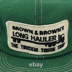 Vintage Trucker Hat Cap Snapback USA Made K Brand Patch Mesh Brown Long Hauler