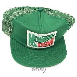 Vintage Trucker Hat Cap Snapback USA Made Mountain Dew Large Patch Mesh Foam Old
