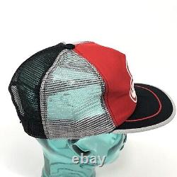 Vintage Trucker Hat USA Made Snapback Cap GGG Coal Pinwheel Tri-Color Stripe Old