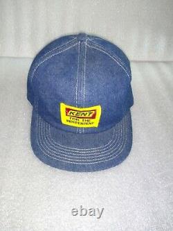 Vintage Trucker KENT Denim Snapback Hat Cap Feed Grain Seeds Farmer