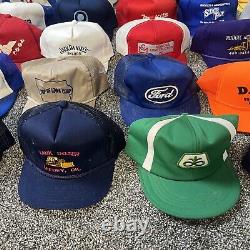Vintage Trucker Snapback Hat Cap Lot Including Mesh, Patch USA Made Lot Of 40