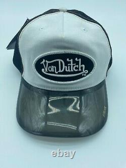 Von Dutch Originals Vintage Rare Logo Clear Mesh Trucker Snapback Hat Clear Cap