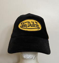 Von Dutch Patch Trucker Mesh Snapback Hat Cap Velvet Black & Yellow