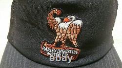 Vtg 1980s HARLEY DAVIDSON Motor Co EAGLE flexing SnapBack Trucker Hat Cap USA