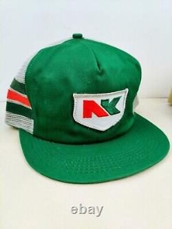 Vtg 3 Stripe K Brand USA MADE NK Northrup King Trucker Hat Snapback Cap Vintage