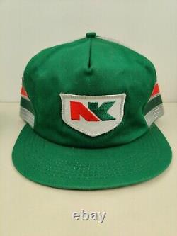 Vtg 3 Stripe K Brand USA MADE NK Northrup King Trucker Hat Snapback Cap Vintage