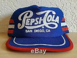 Vtg 3D Puff PEPSI COLA Snapback Cap Americas Finest City San Diego Trucker Hat