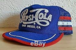 Vtg 3D Puff PEPSI COLA Snapback Cap Americas Finest City San Diego Trucker Hat