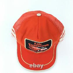 Vtg 70s 80s Cale Yarborough Hardees NASCAR Patch Orange Snapback Trucker Hat Cap