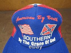 Vtg 80's American By Birth Southern Grace Of God Mesh Snapback Trucker Mesh hat