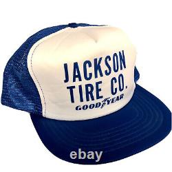 Vtg 80's Sam Sen GOODYEAR Jackson TIRES Mesh TRUCKER Hat ROUGHNECK Snapback Cap