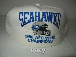 Vtg 80s 1988 SEATTLE SEAHAWKS Afc West Champs NFL FOOTBALL HAT Team Trucker Cap