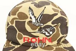 Vtg 80s Camo ROHN Cap Hat Snapback Trucker Hunter Duck Stylemaster USA Frog Skin