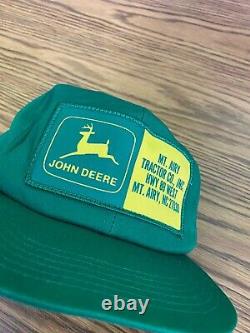 Vtg 80s K Products John Deere Patch Snapback Trucker Hat Cap USA Green