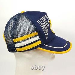 Vtg 80s University of Michigan Wolverines Trucker Hat Cap 3 Side Stripes USA