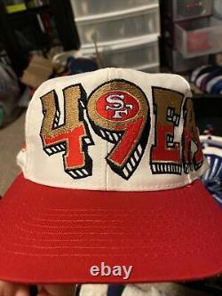 Vtg 90s Drew Pearson San Fran 49ers Graffiti Snapback Trucker Hat Cap NFL Rare