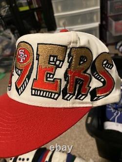 Vtg 90s Drew Pearson San Fran 49ers Graffiti Snapback Trucker Hat Cap NFL Rare