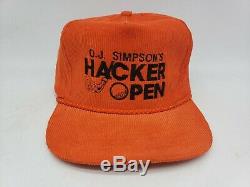 Vtg 90s OJ Simpson Hacker Open Corduroy Orange Strapback Trucker Hat Cap Golf