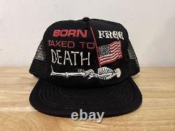 Vtg Born Free Taxed To Death Mesh Trucker Hat Snapback USA Flag 3D Print Cap