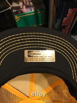 Vtg Christensen Mesh Snapback Trucker Hat Cap K Brand Patch Gold Black Canada
