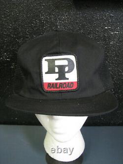 Vtg DI RailRoad K Products SnapBack Hat Cap Patch Truckers RR Brand Mesh BLACK