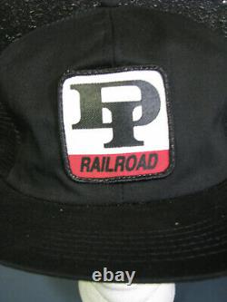 Vtg DI RailRoad K Products SnapBack Hat Cap Patch Truckers RR Brand Mesh BLACK