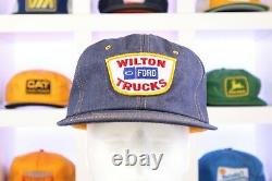 Vtg FORD Wilton Trucks Denim 1980s Trucker Hat/Cap Snapback Rare Patch Promo Ltd