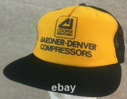 Vtg Gardner Denver Cooper Industries Snapback Mesh Trucker Hat Cap Yellow Black