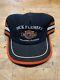 Vtg Harley Davidson Snapback Trucker Hat Cap 3 Three Stripes Dick Farmers Usa