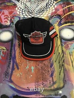 Vtg Harley Davidson Snapback Trucker Hat Cap 3 Three Stripes USA York, PA Museum