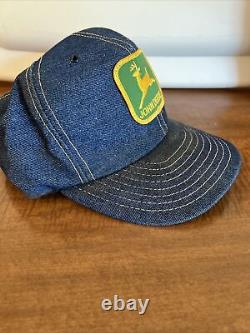 Vtg John Deere GreenPatch Full Denim Trucker Hat Snapback Cap Louisville USA