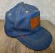Vtg Levi Strauss Denim Leather Patch Strap Orange Tab Trucker Snapback Hat Cap