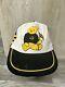 Vtg Rare Iowa Hawkeyes 3 Stripe Trucker Hat Snapback Yellow Puff Print Bear