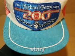 Vtg RICHARD PETTY 200th Win Mesh Pinwheel patch snapback trucker Hat Cap faded