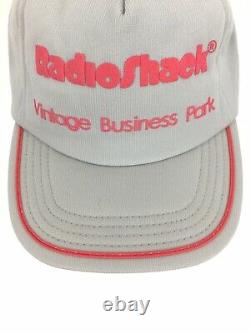 Vtg Radio Shack Hat Foam Lined Stripe Cap Logo Snap Back USA Trucker Baseball