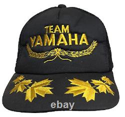 Vtg Team Yamaha Mesh Trucker Snapback Hat Motorcycle Race Company Logo Bike Cap