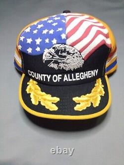 Vtg Three Stripe Eagle Trucker Hat Cap Made In USA SCRAMBLED EGGS 3 STRIPE NWOT