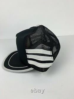 Vtg Trucker Hat 3 Stripes Playboy Mesh Cap Black Snapback Black White Foam