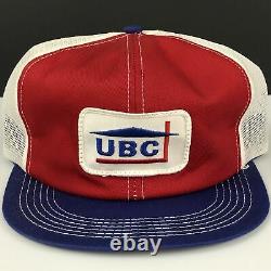 Vtg UBC United Building Center Trucker Hat K-Brand Patch Snapback Baseball Cap
