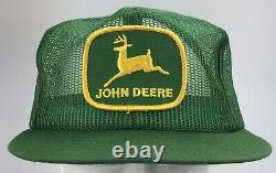 Vtg USA Made John Deere Trucker Hat Snapback Cap Green Patch Mesh Louisville MFG