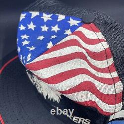 Vtg eagle american flag snapback trucker hat cap 80s usa rare