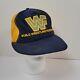Wwf World Wrestling Federation Trucker Snapback Hat Cap Blue Yellow Vintage