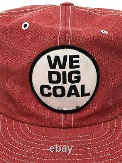 We Dig Coal Patch Snapback Red Denim Louisville MFG Trucker Hat Vtg USA Cap Z